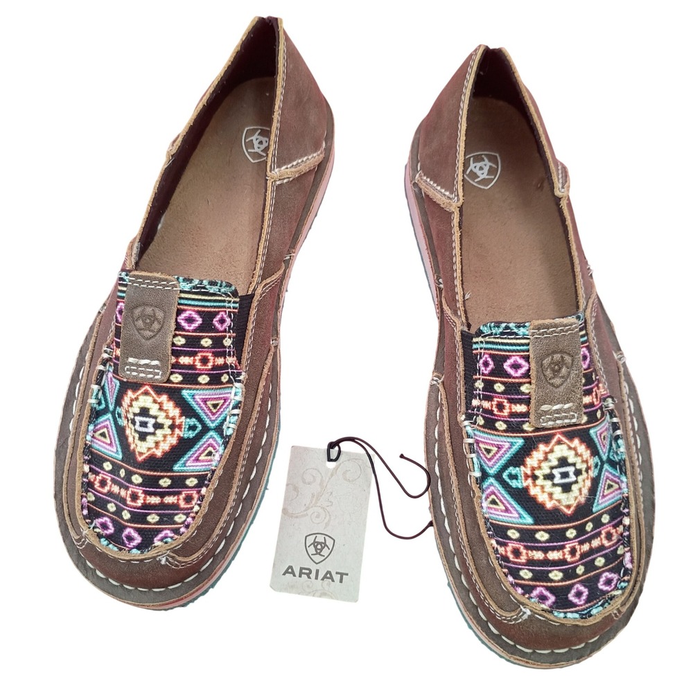 Ariat Cruiser Women 7 Brown Bomber Neon Lights Aztec Slip On Shoes 10042532